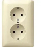 Gira 078001 2-fach Schutzkontakt-Steckdose mit Vollplatte , Standard 55, cremewei&szlig;