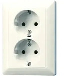 Jung AS5020U 2-fach Schutzkontakt-Steckdose, Duroplast, Serie AS, wei&szlig; (ivory)