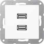 Jung MAA1153WW 2 x USB 2.0, Thermoplast, Serie AS/A, alpinwei&szlig;