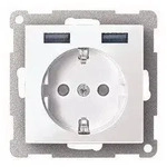 Merten MEG2366-0319 Schutzkontakt Steckdose mit USB Ladeger&auml;t Typ A+A, System M,