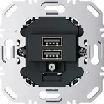 Berker 260205 USB A+A Ladesteckdose 230V, 2-fach, 3.0A, eckiger Tragring, anthrazit