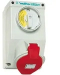 Walther Electric AT110 Wandsteckdose, 16A, 5P, 6h, mit 4-poligem Ausschalter und
