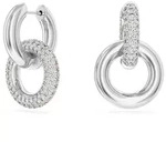 Paar Creolen SWAROVSKI "DEXTERA INTERLINKED", silber (metallfarben, kristallwei&szlig;,