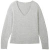 V-Ausschnitt-Pullover TOM TAILOR DENIM Gr. S, grau (basic light grey) Damen Pullover