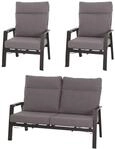 Siena Garden Gartenlounge-Set "Valencia" 1x Bank, 2x Sessel, 3 Stk. tlg.