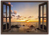 Wandbild ARTLAND "Fensterblick Sonnenuntergang am Meer" Bilder Gr. B/H: 100 cm...