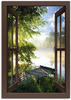 Wandbild ARTLAND "Fensterblick Angelsteg am Fluss" Bilder Gr. B/H: 50 cm x 70...