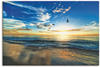 Wandbild ARTLAND "Strand Möwen Meer Sonnenuntergang" Bilder Gr. B/H: 120 cm x...