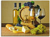 Wandbild ARTLAND "Käse, Wein und Trauben" Bilder Gr. B/H: 80 cm x 60 cm,
