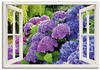 Wandbild ARTLAND "Fensterblick Hortensien im Garten" Bilder Gr. B/H: 70 cm x 50...