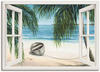 Wandbild ARTLAND "Fensterblick - Karibik" Bilder Gr. B/H: 70 cm x 50 cm,...