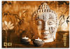 Wandbild ARTLAND "Buddha mit Kerzen" Bilder Gr. B/H: 70 cm x 50 cm, Leinwandbild