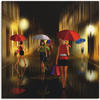 Wandbild ARTLAND "Frauen beim Einkaufen im Regen" Bilder Gr. B/H: 70 cm x 70 cm,