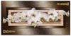 Leinwandbild ARTLAND "Weiße Orchideen mit goldenen Vierecken" Bilder Gr. B/H:...