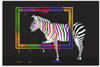 Wandbild ARTLAND "Das Regenbogen Zebra" Bilder Gr. B/H: 120 cm x 80 cm,...