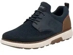 Slip-On Sneaker RIEKER, Herren, Gr. 41, dunkelblau, cognac, Lederimitat, Textil,