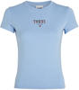 Rundhalsshirt TOMMY JEANS "Rib Slim Essential Logo" Gr. XS (34), blau (moderate...