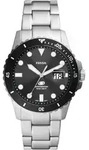 Quarzuhr FOSSIL "FOSSIL BLUE", silber (silberfarben, schwarz), Armbanduhren, Herren,