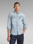 Langarmshirt G-STAR "Dakota Slim Denim Hemd", Herren, Gr. S, blau (sun faded blau