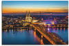 Leinwandbild ARTLAND "Erleuchtetes Köln von oben" Bilder Gr. B/H: 90 cm x 60...