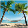 Artland Glasbild "Palmenstrand Karibik mit Hängematte", Amerika, (1 St.)