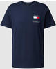 T-Shirt TOMMY JEANS "TJM SLIM ESSENTIAL FLAG TEE EXT" Gr. S, blau (dark night navy)