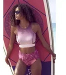 Highwaist-Bikini-Hose LASCANA ACTIVE "Coal", Damen, Gr. 34, N-Gr, rot (bordeaux,