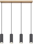 GLOBO LIGHTING H&auml;ngeleuchte "ROBBY", grau (holzoptik dunkel), H: 120cm, 1 Stk.,
