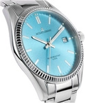 Quarzuhr JACQUES LEMANS "Derby", silber (silberfarben, hellblau), Armbanduhren,