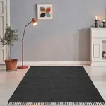 Teppich THEKO "Happy Cotton Fleckerl, handgewebt" Gr. 5, grau (anthrazit), B:120cm