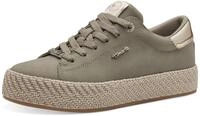 Plateausneaker TAMARIS, Damen, Gr. 37, gr&uuml;n (oliv), Lederimitat, kontrastfarbene