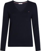 V-Ausschnitt-Pullover TOMMY HILFIGER "CO JERSEY STITCH V-NK SWEATER", Damen, Gr. XXS