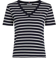 T-Shirt TOMMY HILFIGER "CODY V-NECK SHORT SLEEVE", Damen, Gr. S (36), blau (nos