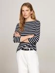 3/4-Arm-Shirt TOMMY HILFIGER "NEW CODY BOAT-NECK", Damen, Gr. S, blau (nos...
