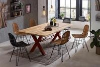 SIT Esstisch "Gent Wildeiche Massivholz mit X-Gestell aus Metall, Industrial"