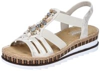 Rieker Sandale, Sommerschuh, Sandalette, Keilabsatz, im Metallic-Look