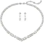 Ohrring und Ketten Set SWAROVSKI "Mesmera", silber (metallfarben, kristallwei&szlig;,