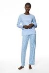 Schlafanzug MEY "Flower Meadow", Damen, Gr. 38, blau (blau silk), Single Jersey,