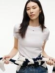 Tommy Jeans "TJW ESSENTIAL RIB SHORT SLEEVE EXT" Baumwollmischung in gerippter