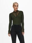 Spitzenshirt ONLY "ONLTILDE L/S HIGH NECK LACE TOP JRS", Damen, Gr. M, gr&uuml;n (rosin),