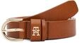 Tommy Hilfiger Lederg&uuml;rtel "ESSENTIAL EFFORTLESS 2.5 cm breit GOLD" Logoemblem,