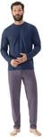 Mey Schlafanzug "Red Tile" Langarm-Shirt mit Brusttasche