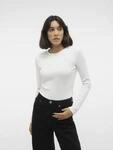 Langarmshirt VERO MODA "VMCHLOE LS SHORT TOP JRS NOOS", Damen, Gr. M, wei&szlig; (snow