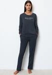 Pyjamaoberteil MARC O'POLO "Mix & Match Cotton", Damen, Gr. XS, blau, Single...