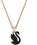 Kette mit Anh&auml;nger SWAROVSKI "Swarovski Iconic Swan", schwarz (ros&eacute;goldfarben,