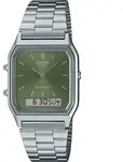 Chronograph CASIO VINTAGE, gr&uuml;n (edelstahlfarben, oliv), Armbanduhren, Damen,