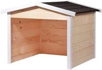 dobar M&auml;hroboter-Garage aus Holz in natur, mit Bitumen-Dach