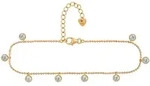 Fu&szlig;kette CA&Iuml; "925/- Sterling Silber vergoldet Anh&auml;nger rund Zirkonia", gold...