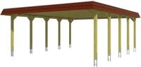 Skanholz Doppelcarport "Spreewald" Massivholz 530 cm Nussbaum mit EPDM-Dach, rote
