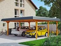 Skanholz Doppelcarport "Wendland" Massivholz 550 cm hellbraun